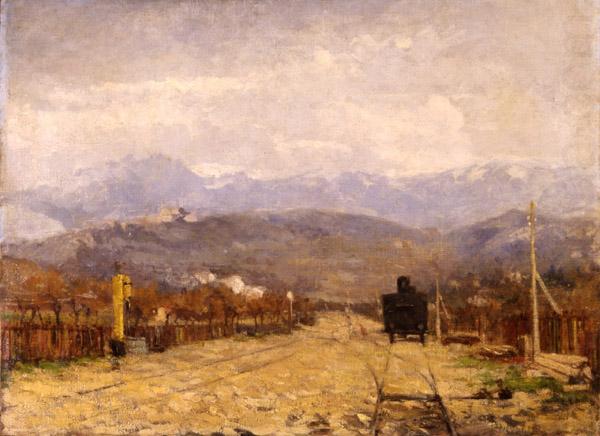 Eugenio Gignous Paesaggio con treno china oil painting image